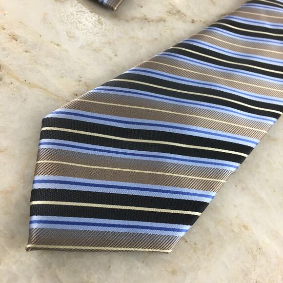 ALEXANDER JULIAN, COLOURS, POLYESTER BLUE TAN, REGIMENT TIE - Picture 8 of 14